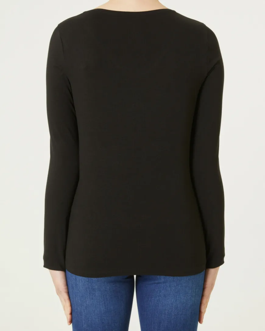 Basic Langarmshirt Janina, V-Ausschnitt-KiK Onlineshop New
