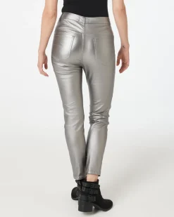 Beschichtete Hose in Silber Janina, High-Waist-KiK Onlineshop Store