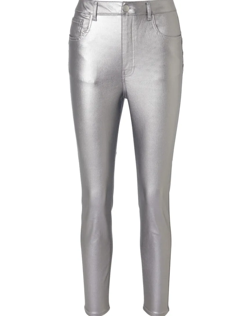 Beschichtete Hose in Silber Janina, High-Waist-KiK Onlineshop Store