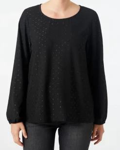 Bluse mit glitzernden Punkten Janina, Rundhalsausschnitt-KiK Onlineshop Cheap