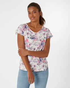 Buntes T-Shirt Janina, Rundhalsausschnitt-KiK Onlineshop Cheap