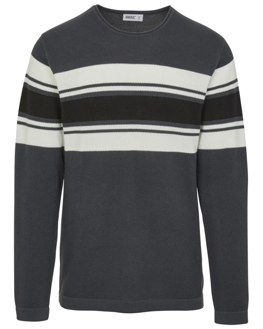 Feinstrickpullover mit Streifen X-Mail, Rundhalsausschnitt-KiK Onlineshop Flash Sale