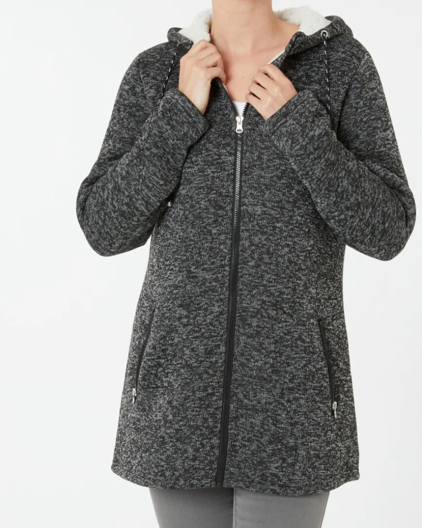 Fleecejacke in Melange Janina, lang geschnitten-KiK Onlineshop Clearance