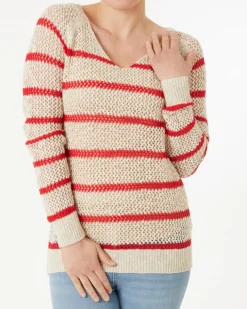 Gestreifter Strickpullover Janina, V-Ausschnitt-KiK Onlineshop Shop