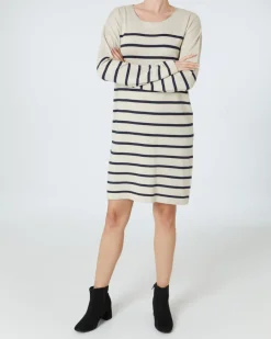 Gestreiftes Feinstrickkleid Janina, Rundhalsausschnitt-KiK Onlineshop Flash Sale