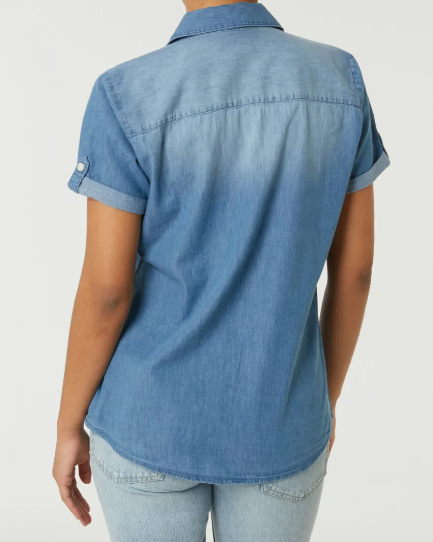 Jeansbluse Kurzarm Janina, Knopfleiste-KiK Onlineshop Flash Sale