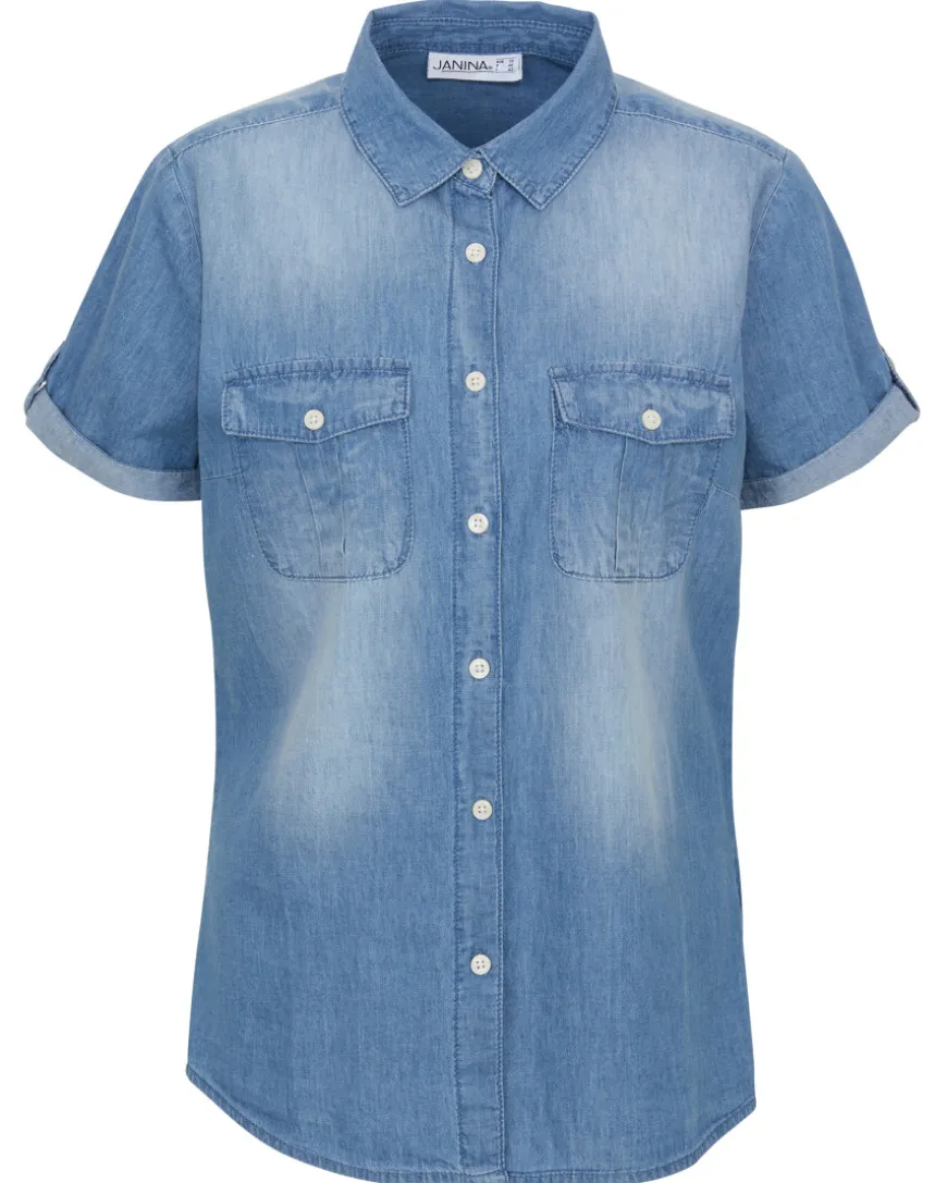 Jeansbluse Kurzarm Janina, Knopfleiste-KiK Onlineshop Flash Sale