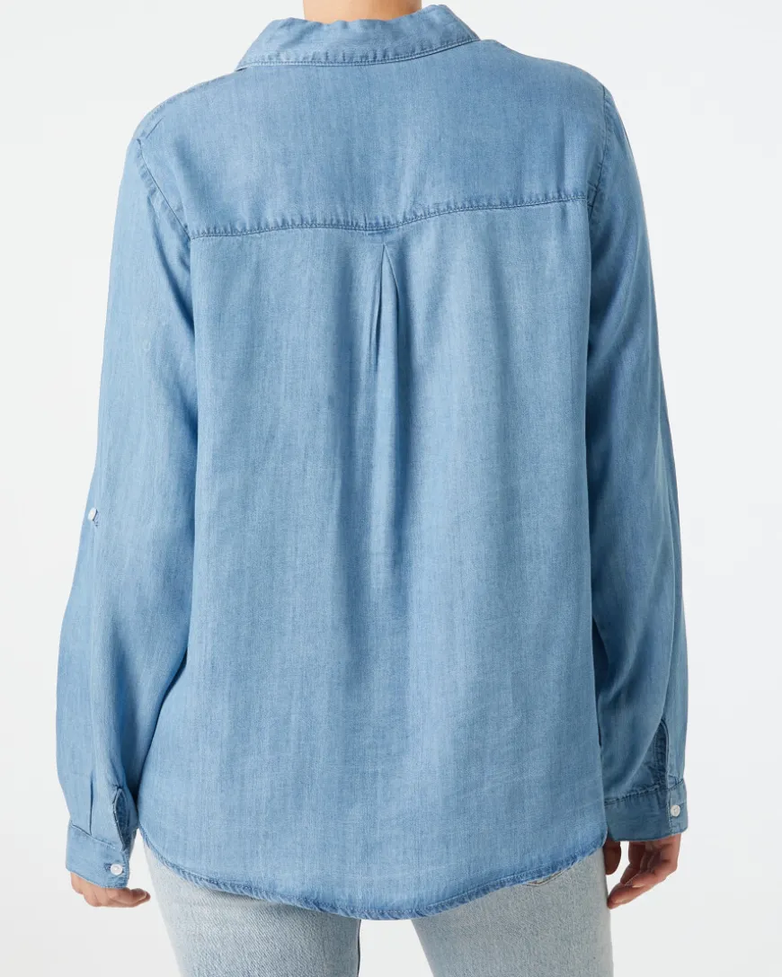 Jeansbluse mit Turn-up-Ärmeln Janina, Knopfleiste-KiK Onlineshop New