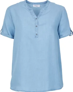 Jeansbluse Y-Ausschnitt Knopfleiste-KiK Onlineshop Best Sale