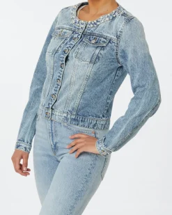 Jeansjacke mit Perlen Janina, Knopfleiste-KiK Onlineshop Hot