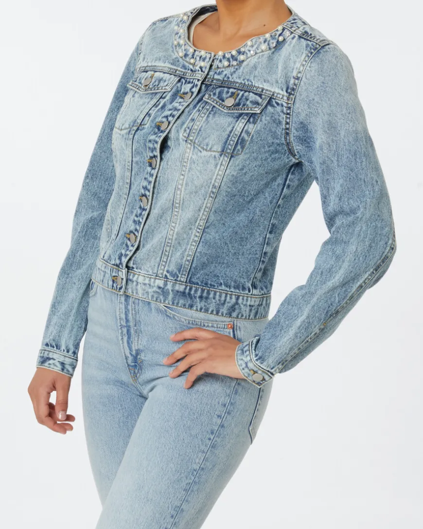 Jeansjacke mit Perlen Janina, Knopfleiste-KiK Onlineshop Hot