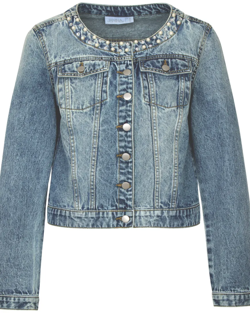 Jeansjacke mit Perlen Janina, Knopfleiste-KiK Onlineshop Hot