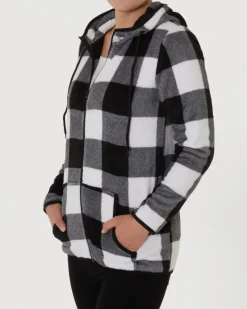 Karierte Fleecejacke Janina, Kängurutasche-KiK Onlineshop Cheap