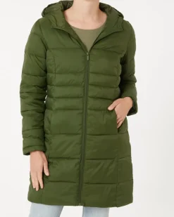 Lang geschnittener Steppmantel Janina, Kapuze-KiK Onlineshop Outlet