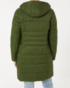 Lang geschnittener Steppmantel Janina, Kapuze-KiK Onlineshop Outlet