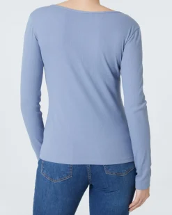 Langarmshirt mit Knopfleiste Janina, Rundhalsausschnitt-KiK Onlineshop Outlet
