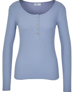 Langarmshirt mit Knopfleiste Janina, Rundhalsausschnitt-KiK Onlineshop Outlet