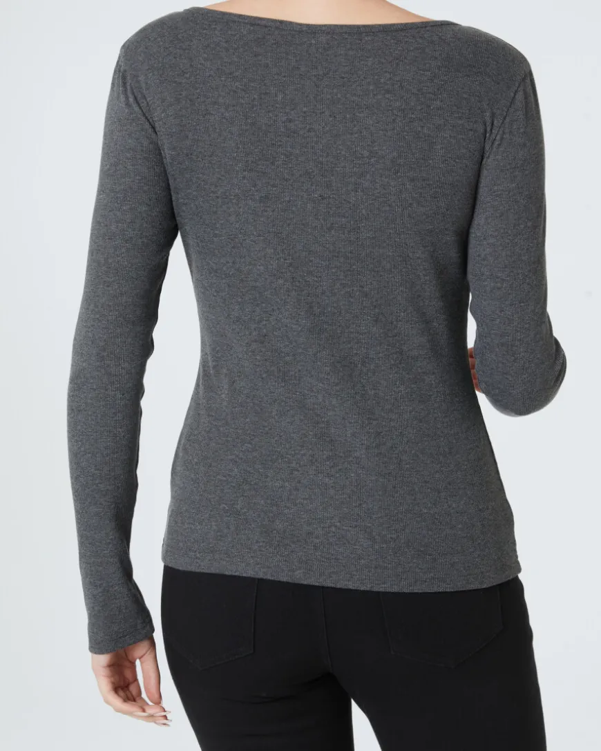 Langarmshirt mit Knopfleiste Janina, gerippt-KiK Onlineshop Outlet