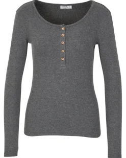 Langarmshirt mit Knopfleiste Janina, gerippt-KiK Onlineshop Outlet