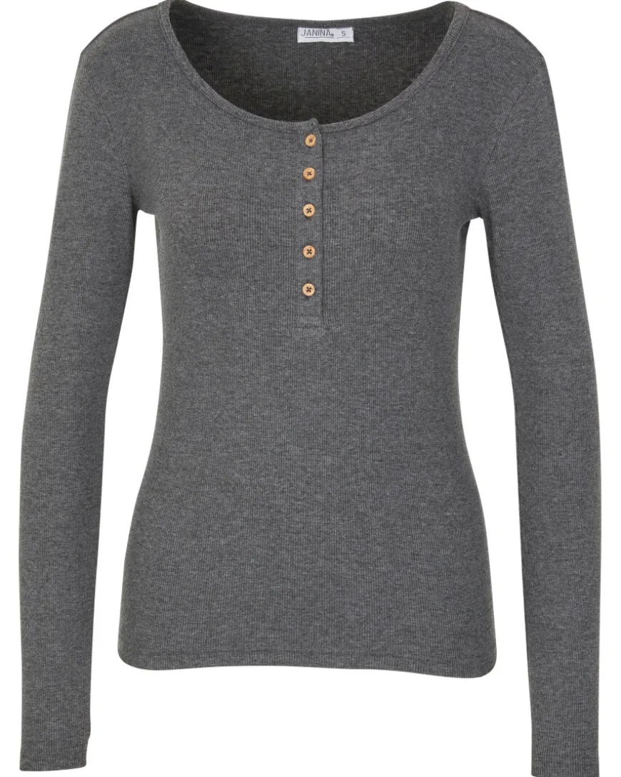 Langarmshirt mit Knopfleiste Janina, gerippt-KiK Onlineshop Outlet