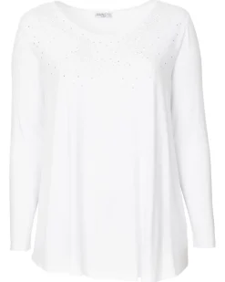 Langarmshirt mit Strasssteinen V-Ausschnitt-KiK Onlineshop Fashion