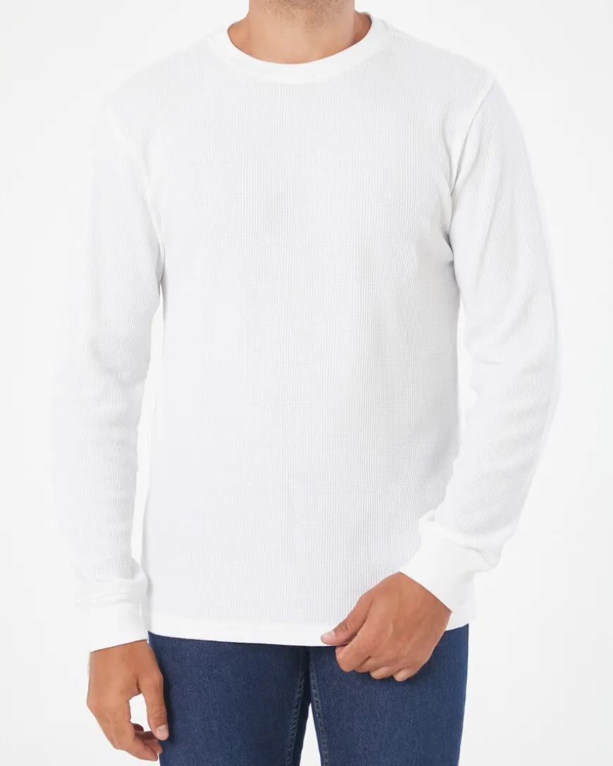 Langarmshirt Waffeloptik X-Mail, Rundhalsausschnitt-KiK Onlineshop Hot