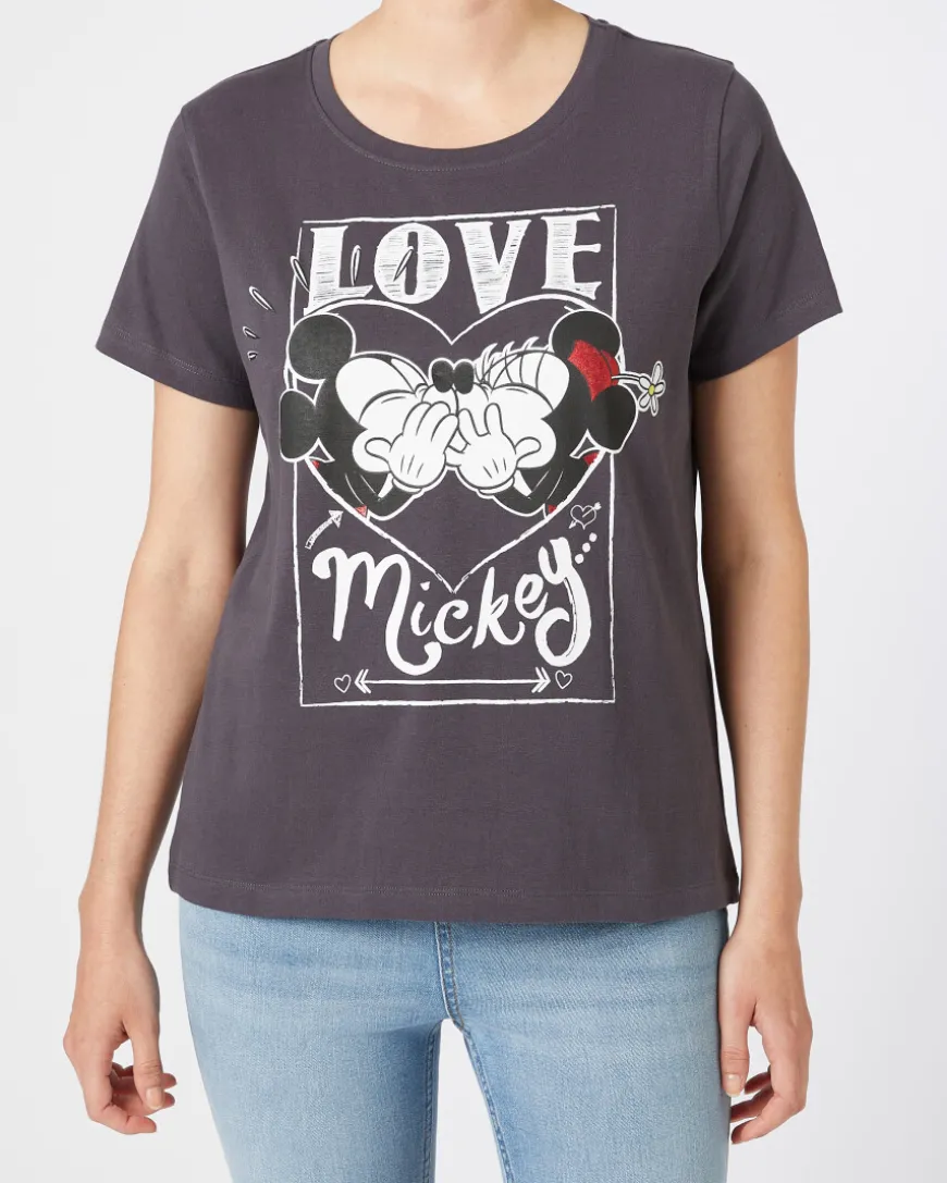 Mickey and Minnie Mouse T-Shirt Disney, Rundhalsausschnitt-KiK Onlineshop Fashion