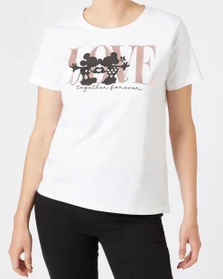 Mickey and Minnie Mouse T-Shirt Disney, Rundhalsausschnitt-KiK Onlineshop Hot