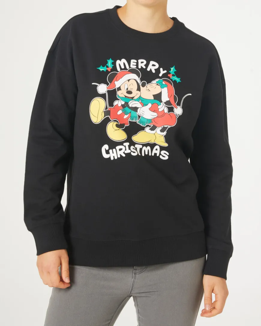 Mickey und Minnie Mouse Sweatshirt Weihnachten Rundhalsausschnitt-KiK Onlineshop Fashion
