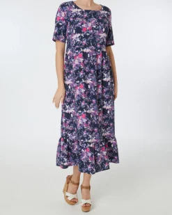 Midikleid Blumen Janina, Stufenschnitt-KiK Onlineshop Cheap