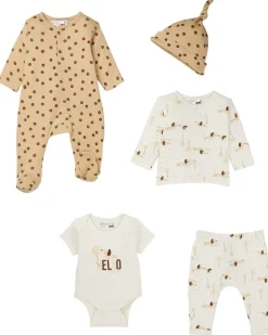 Newborn Mütze + Langarmshirt + Strampler + Body + Hose Ergee, 5-tlg. Set-KiK Onlineshop Best