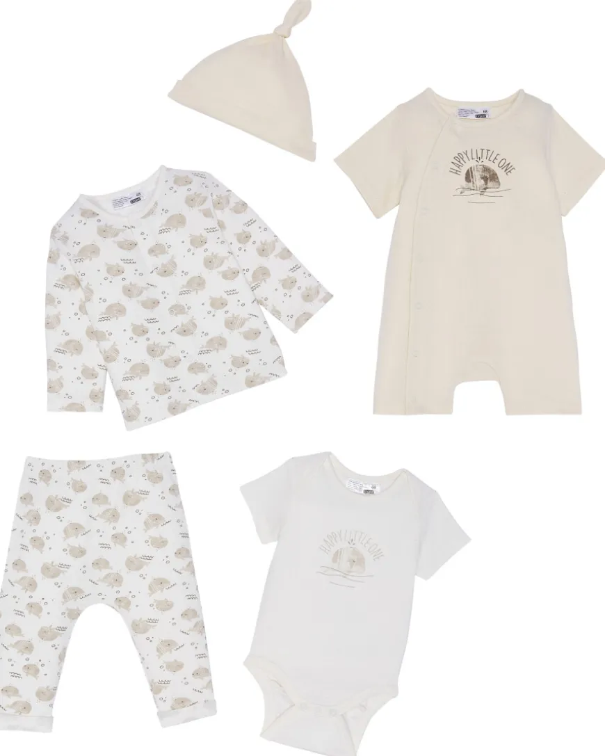 Newborn Mütze + Langarmshirt + Strampler + Body + Hose Ergee, 5-tlg. Set-KiK Onlineshop Online