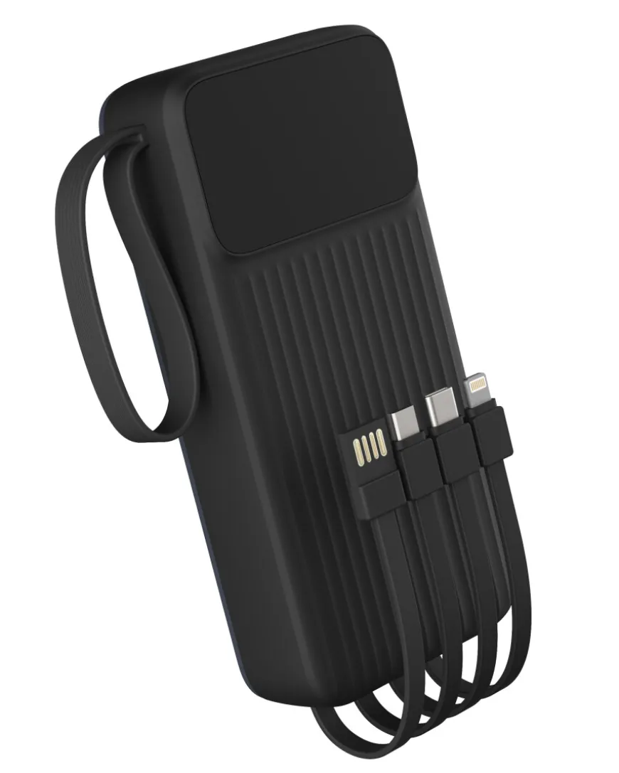 Powerbank mit 4 Kabeltypen USB-A, USB-C, 8-Pin und Micro-USB-KiK Onlineshop Fashion