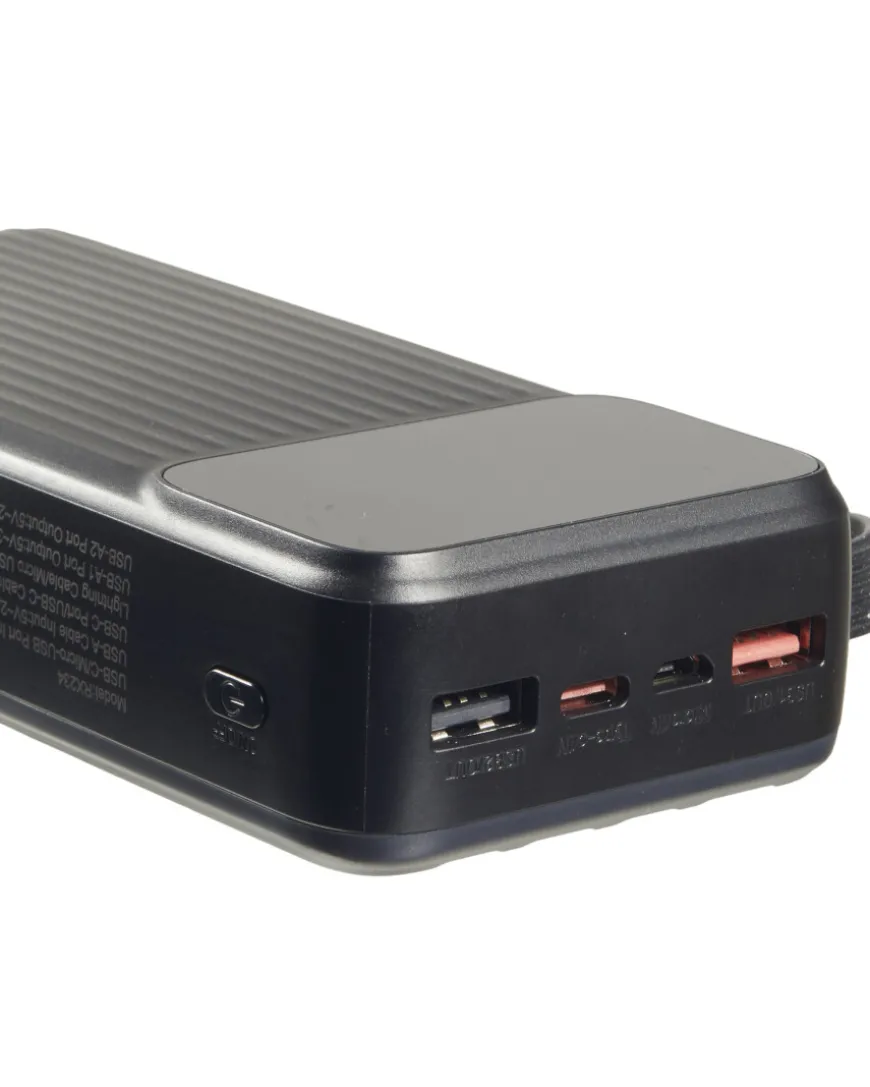 Powerbank mit 4 Kabeltypen USB-A, USB-C, 8-Pin und Micro-USB-KiK Onlineshop Fashion