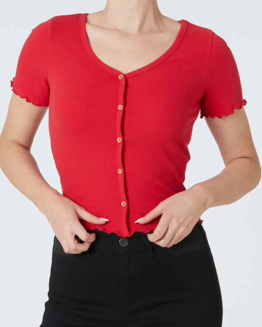 es T-Shirt Janina, Zierknopfleiste-KiK Onlineshop Fashion