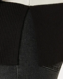 Schwarz-weißer Strickpullover Janina, Stehkragen-KiK Onlineshop Discount