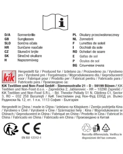 Sonnenbrille verschiedene Ausführungen-KiK Onlineshop Outlet