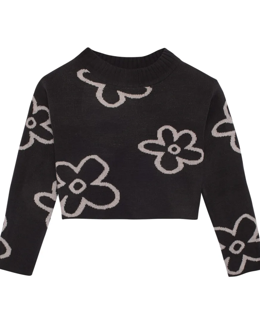 Strickpullover Blumen Y.F.K., Rundhalsausschnitt-KiK Onlineshop Flash Sale