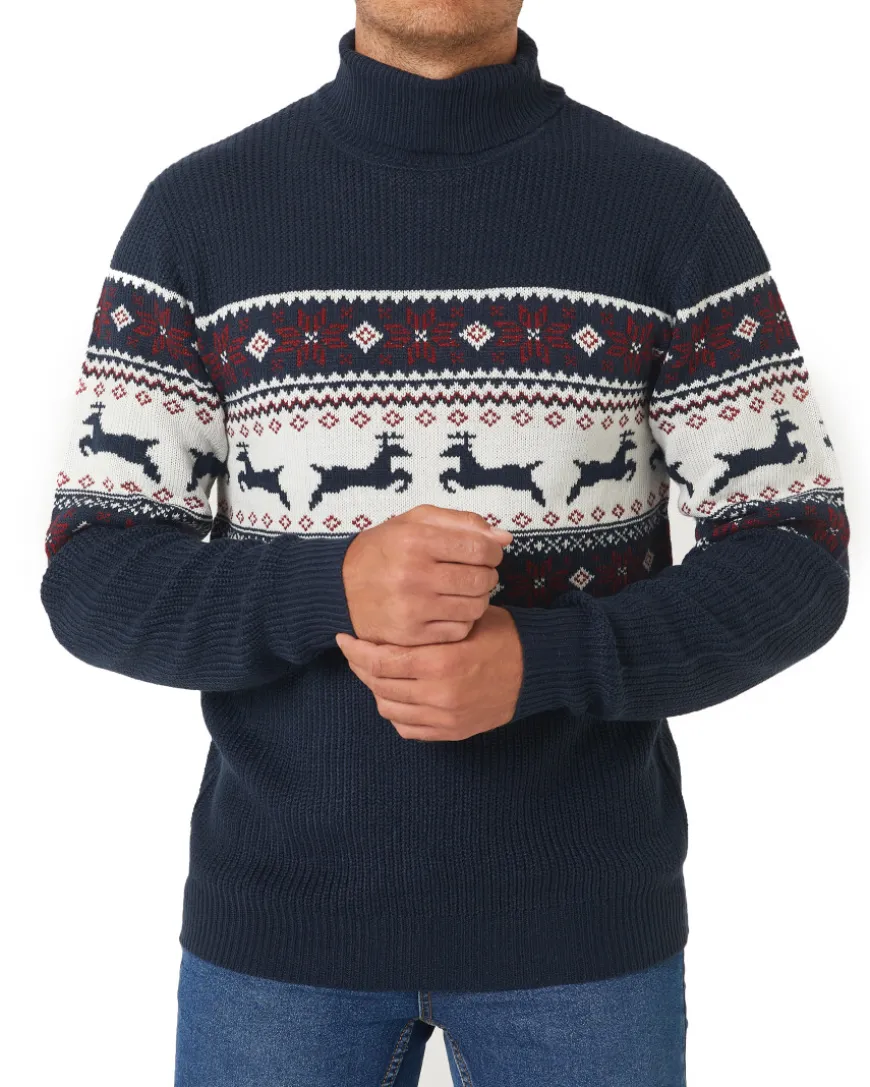 Strickpullover mit winterlichem Muster X-Mail, Rollkragen-KiK Onlineshop Online