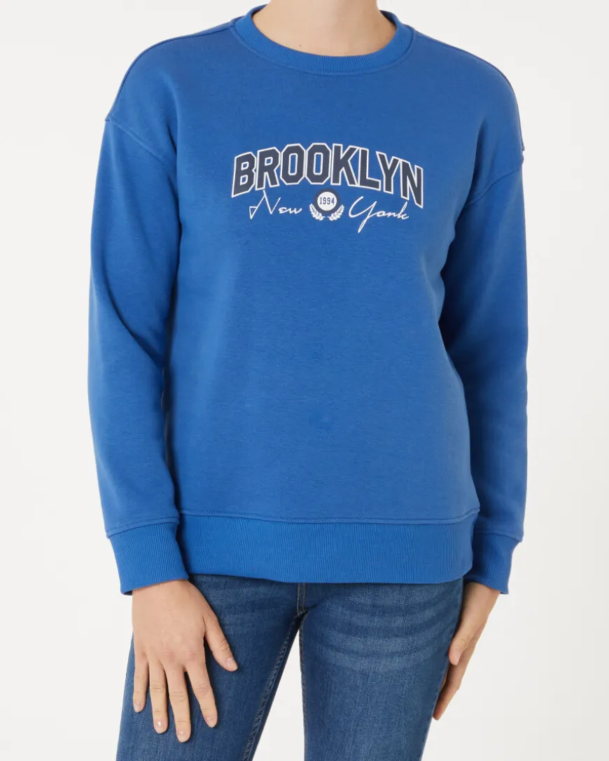 Sweatshirt mit Rippbündchen Janina, Rundhalsausschnitt-KiK Onlineshop Fashion
