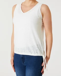 Tanktop mit Lochmuster Janina, Tunnelzug am Saum-KiK Onlineshop Cheap