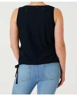 Tanktop mit Lochmuster Janina, Tunnelzug am Saum-KiK Onlineshop Hot