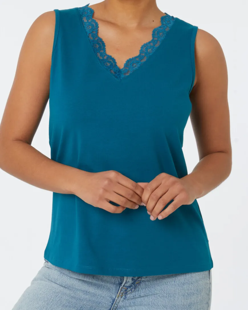 Tanktop mit Spitze Janina, V-Ausschnitt-KiK Onlineshop Store