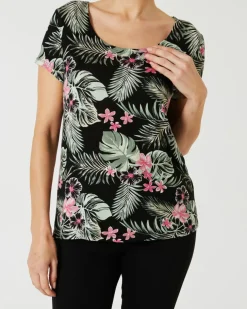 T-Shirt Blätter Janina, Stretchanteil-KiK Onlineshop Best