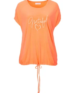 T-Shirt in Neonfarbe Janina curved, Tunnelzug am Saum-KiK Onlineshop Clearance