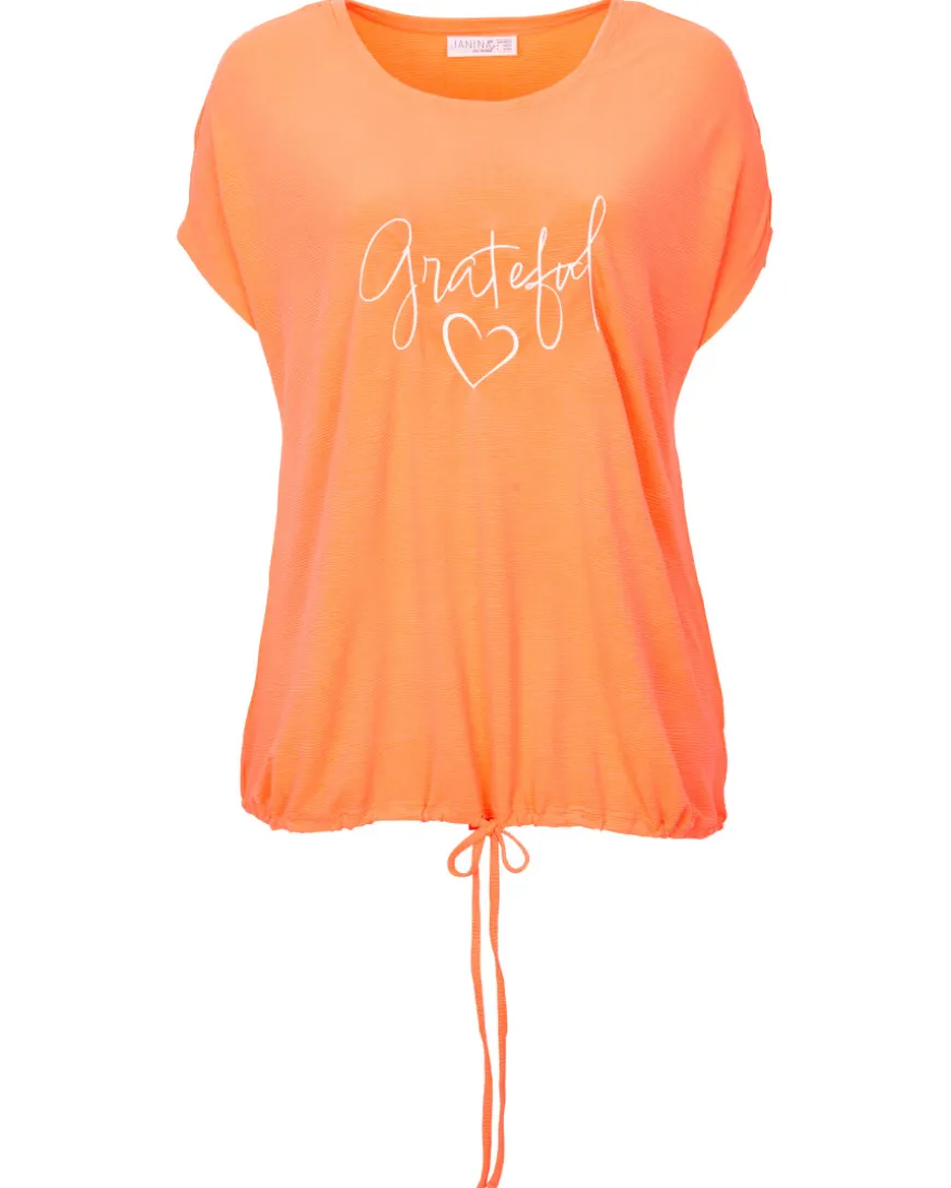 T-Shirt in Neonfarbe Janina curved, Tunnelzug am Saum-KiK Onlineshop Clearance