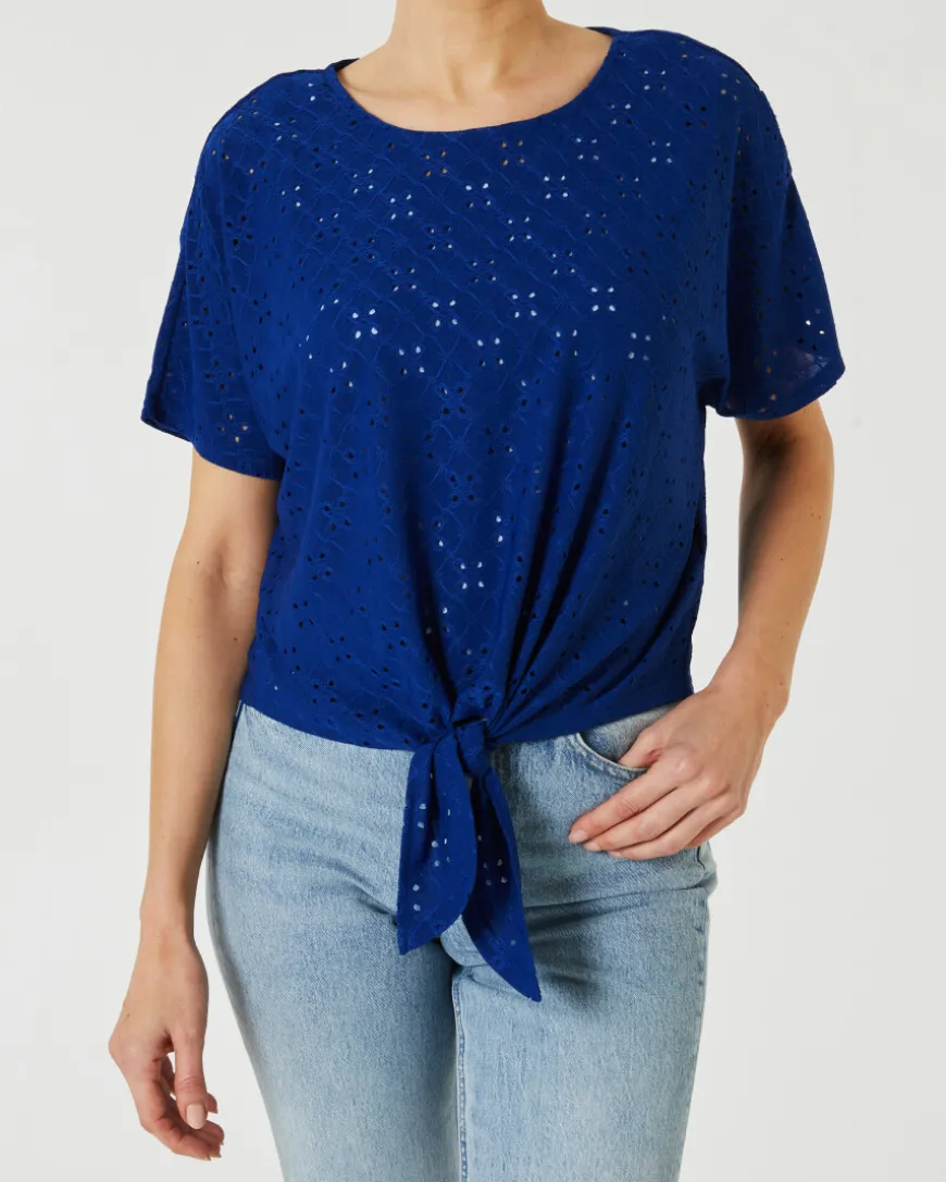 T-Shirt Lochmuster Janina, Knotendetail-KiK Onlineshop Sale