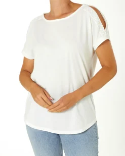 T-Shirt mit Cut-outs Janina, Häkeldetails-KiK Onlineshop Clearance
