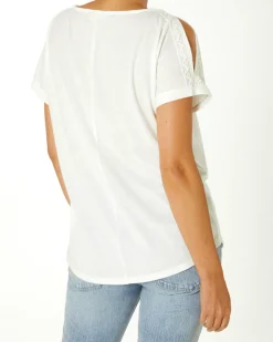T-Shirt mit Cut-outs Janina, Häkeldetails-KiK Onlineshop Clearance