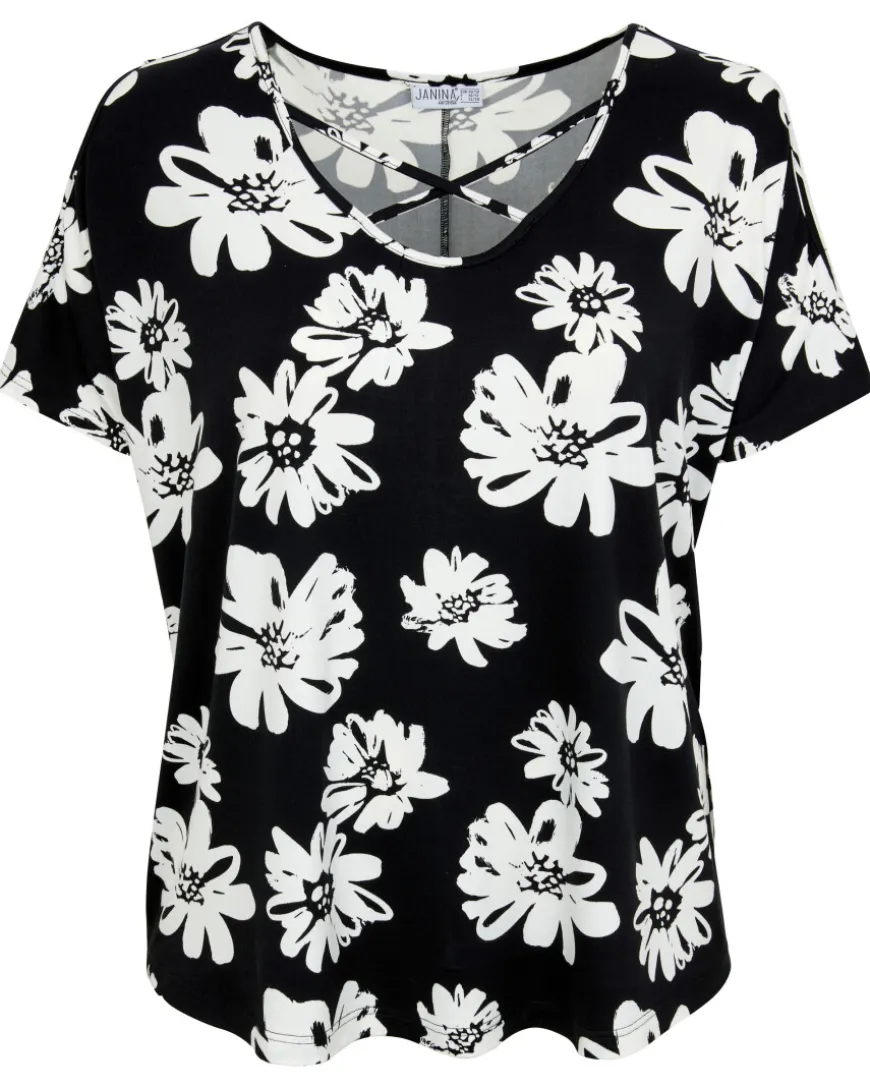 T-Shirt mit Cut-outs Janina curved, V-Ausschnitt-KiK Onlineshop Shop